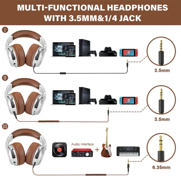 Fones de ouvido com fio Oneodio, profissional para estúdio, DJ com microfone, - Imagem 5
