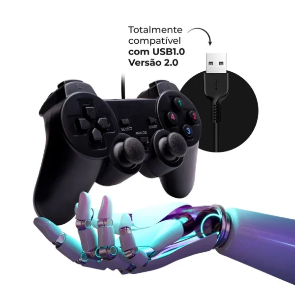 Controle Joystick Gamer Jogos Console E Computador Entrada Usb - Imagem 4