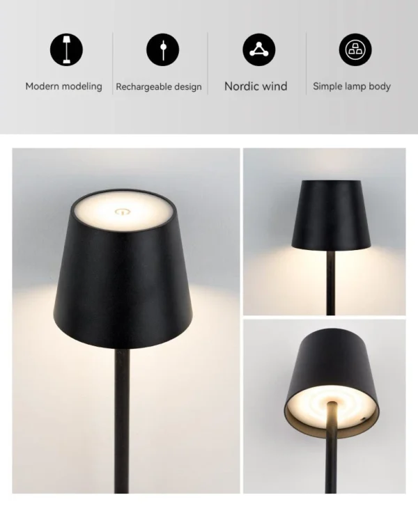 Luminária de mesa de liga de alumínio, LED recarregável - Imagem 20