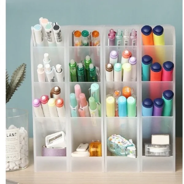 Organizador de Mesa Multiuso com 4 Divisórias – Porta-Canetas, Lápis e Acessórios (Vertical e Horizontal) - Imagem 2