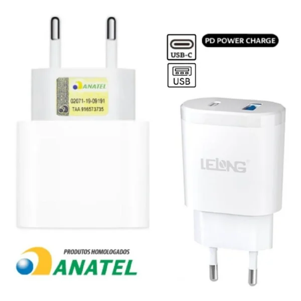 Carregador Fonte para iPhone Turbo Rapido 36w PD Tipo C Usb 2 Entradas - Imagem 4