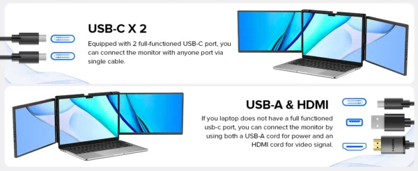 Monitor Extensor Portátil EVICIV 2K 14" com Giro Automático e Conexão USB-C/HDMI – Tela Tripla QHD 1440p - Imagem 23