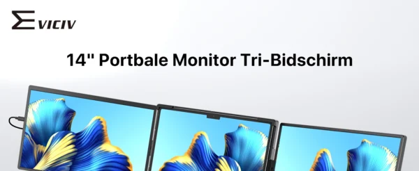 Monitor Extensor Portátil EVICIV 2K 14" com Giro Automático e Conexão USB-C/HDMI – Tela Tripla QHD 1440p - Imagem 7